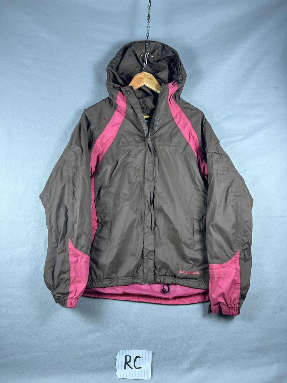 Columbia Jacket Windbreaker Women's Large Brown/Pink Lightweight Full Zip Hood